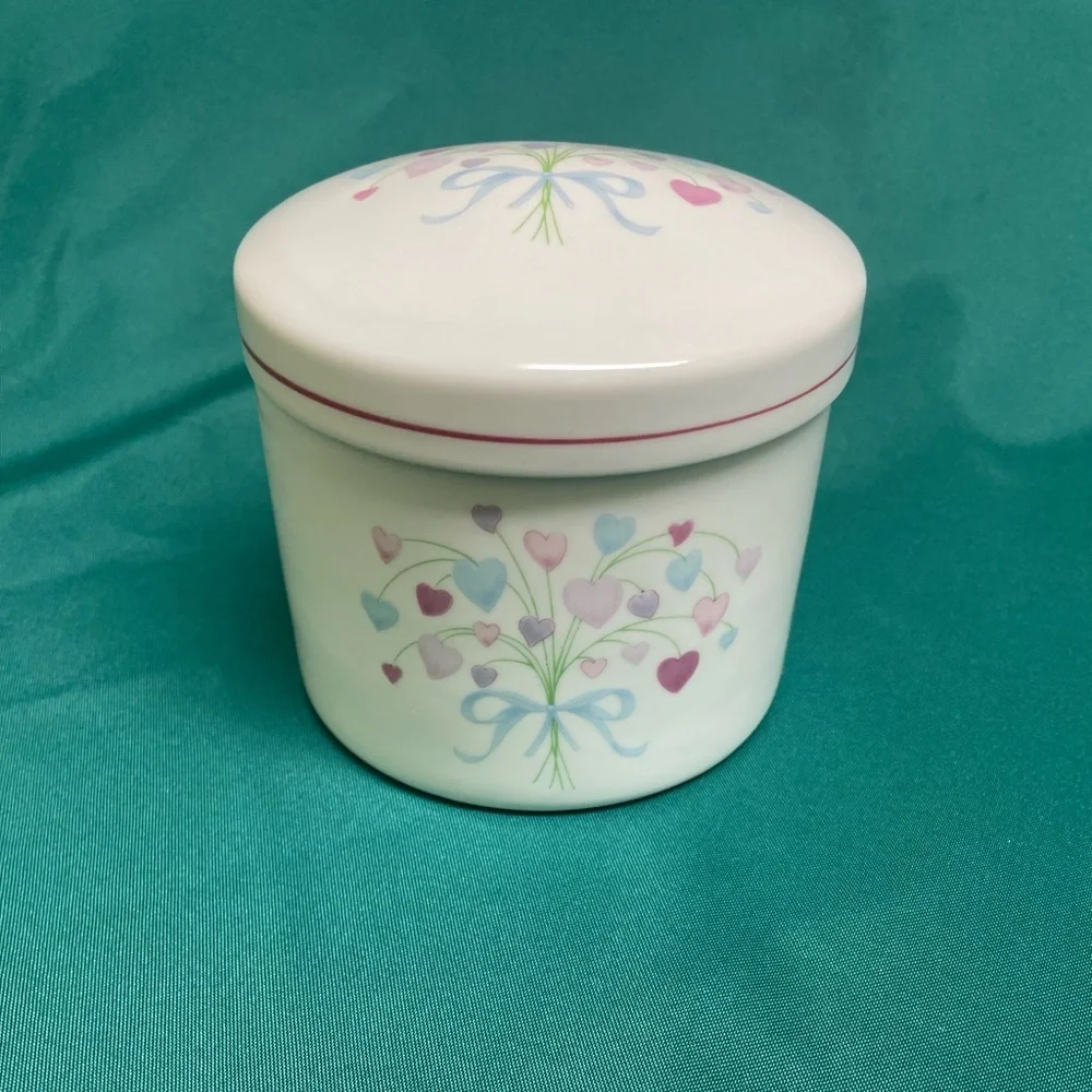 Trinket Box Heart Design White Porcelain